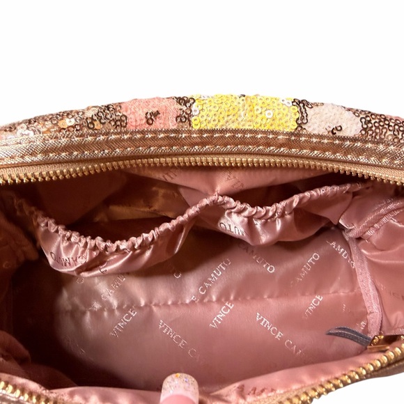 Vince Camuto Sequin Floral Cosmetic Bag - Pink and Yellow - Picture 3 of 7